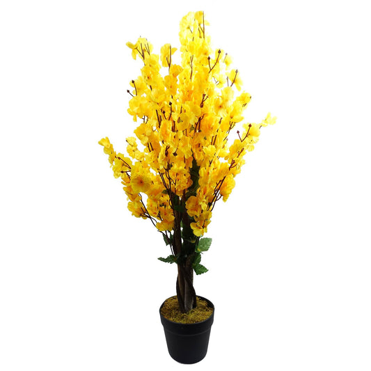 90cm Small Artificial Yellow Blossom Tree – Realistic Faux Indoor Blossom Plant