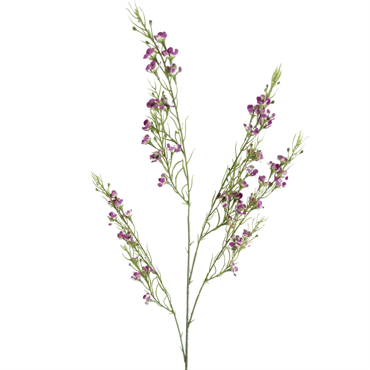 6 x 100cm Large Artificial Foliage with Small Purple Flowers Bare Stems – Realistic Faux Flower Stems