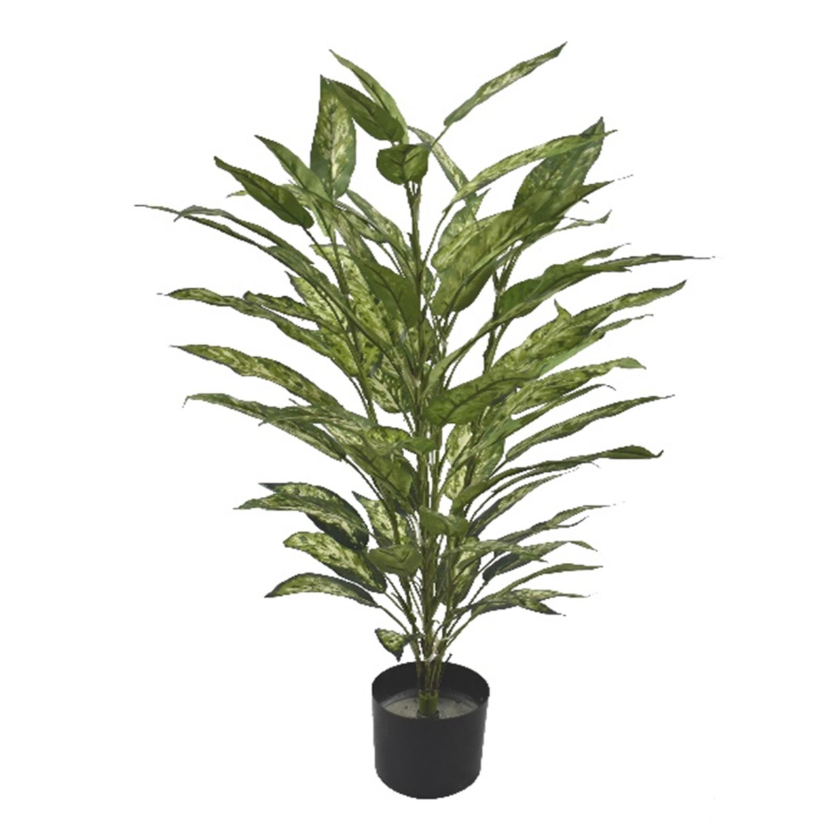 80cm Medium Fire Retardant Artificial Aglaonema Bush with 72 Realistic Green Leaves