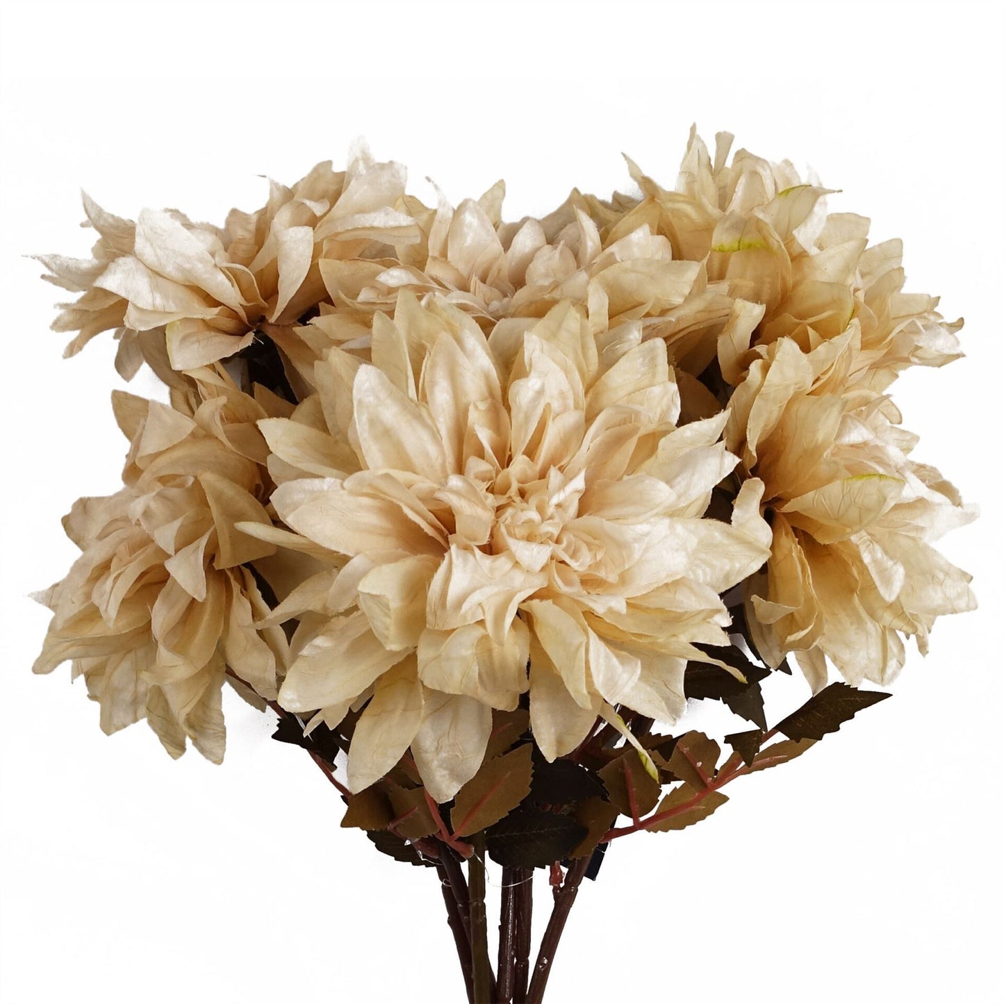 6 x 55cm Small Artificial Dusty Cream Dahlia Flowers – Faux Dahlia Stems