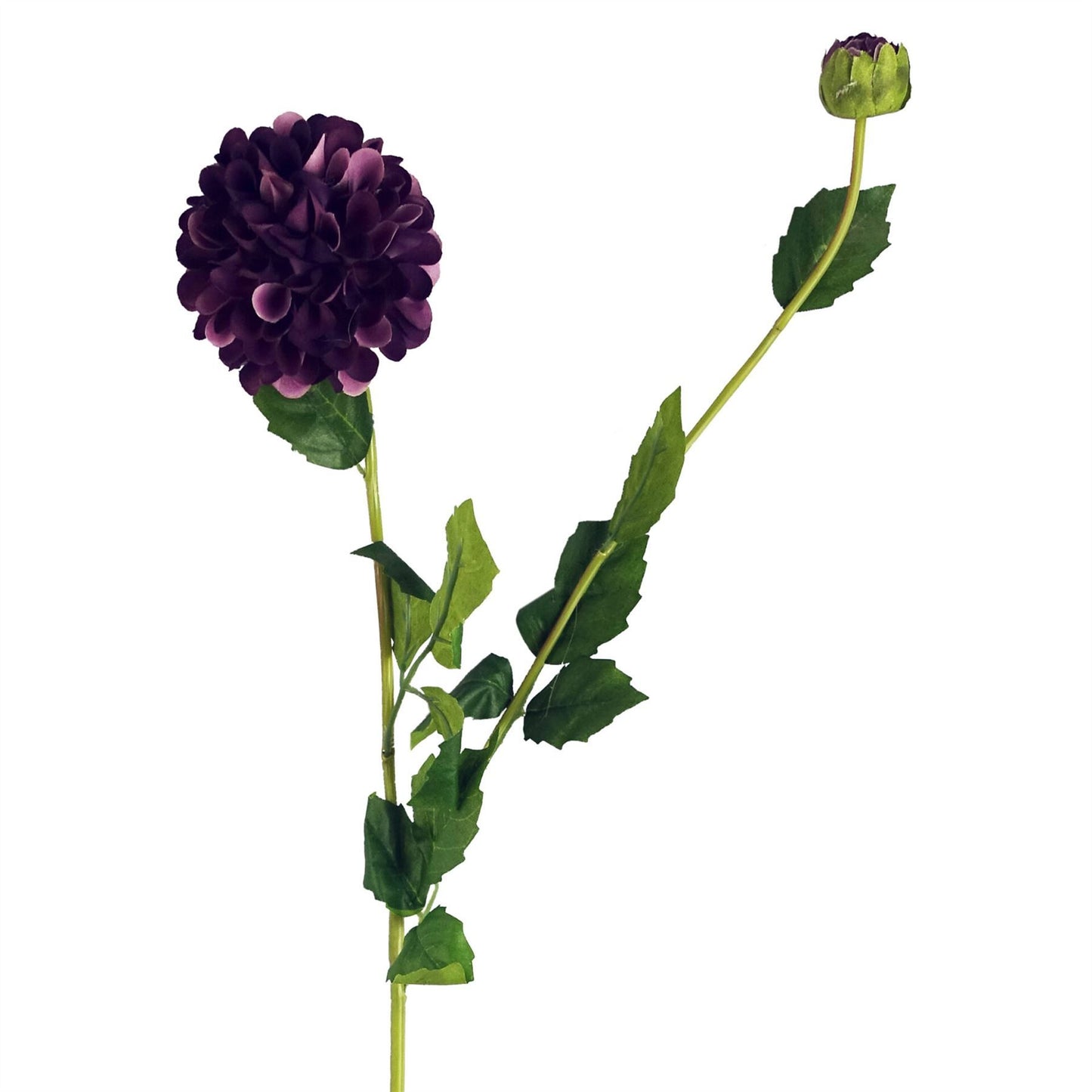 75cm Medium Artificial Purple Dahlia Pompom Flower – Faux Dahlia Stem
