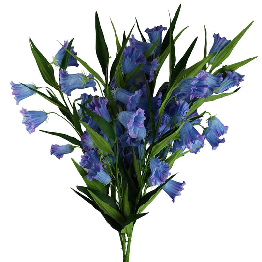 6 x 100cm Large Artificial Blue Trumpet Flower Stems – Faux Floral Arrangement Set