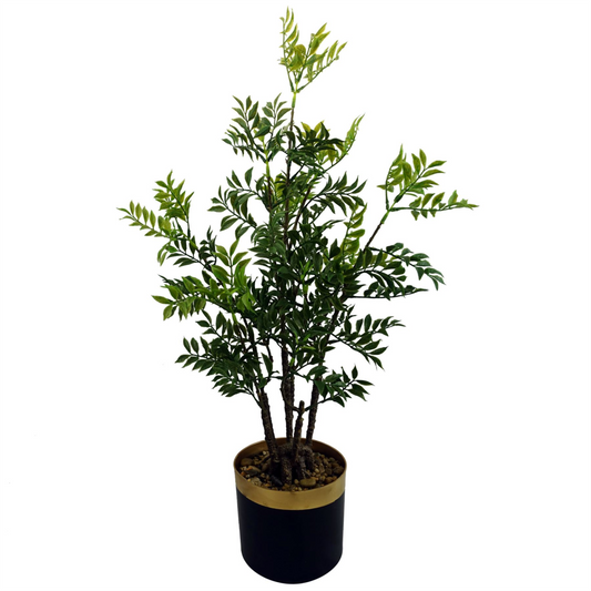 60cm Small Artificial Nandina Bonsai Ficus Tree – Realistic Faux Bonsai in Decorative Pot