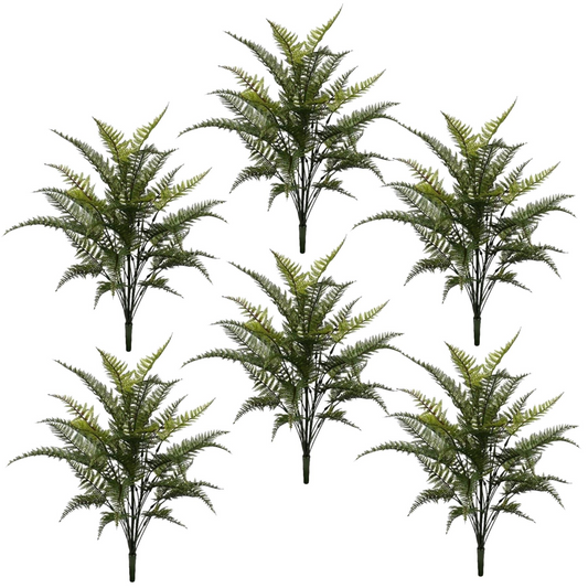 6 x 78cm Medium Artificial Fern Foliage Branches – Fire Retardant Faux Fern Stem Set