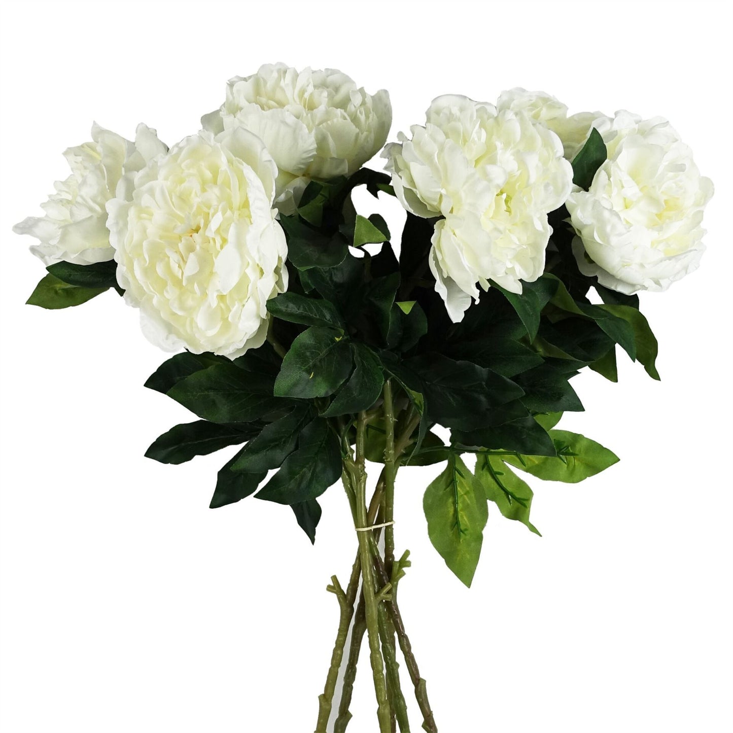 6 x 80cm Medium Artificial White Peony Stems – Realistic Faux Peony Flower Set
