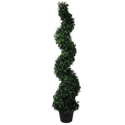 120cm Medium Artificial Boxwood Spiral Topiary Tree – Realistic Faux Topiary for Home or Office