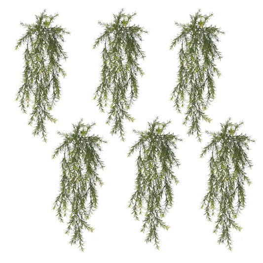 6 x 78cm Medium Hanging Artificial Spider Fern Plants – UV & Fire Resistant Trailing Fern Set