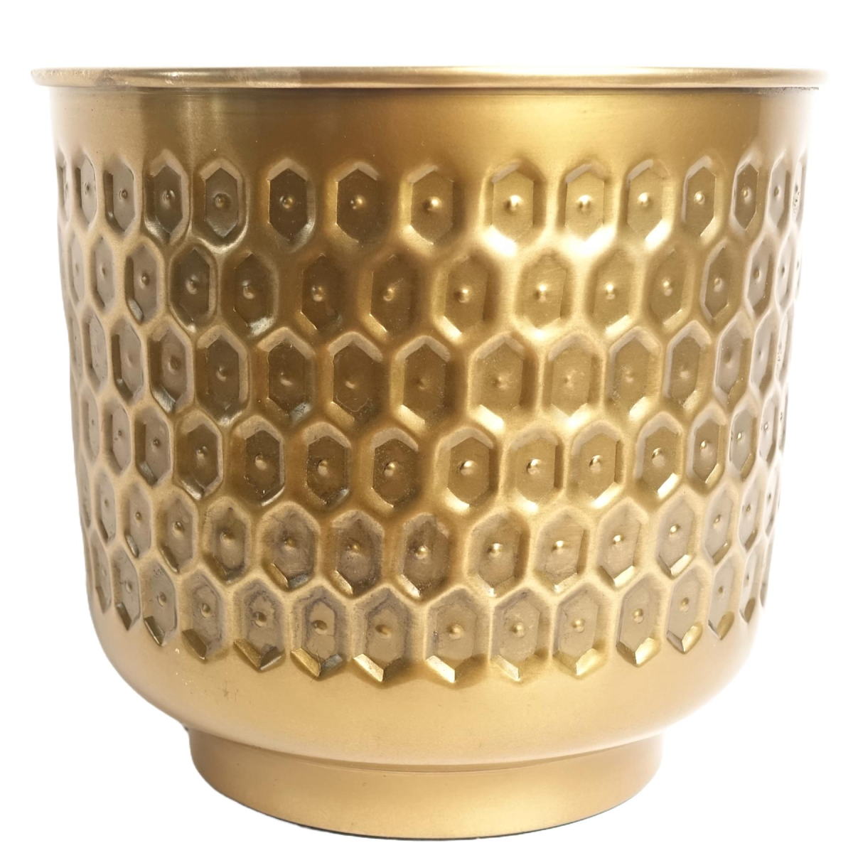 22cm x 20cm Medium Gold Honeycomb Metal Planter – Modern Gold Plant Pot