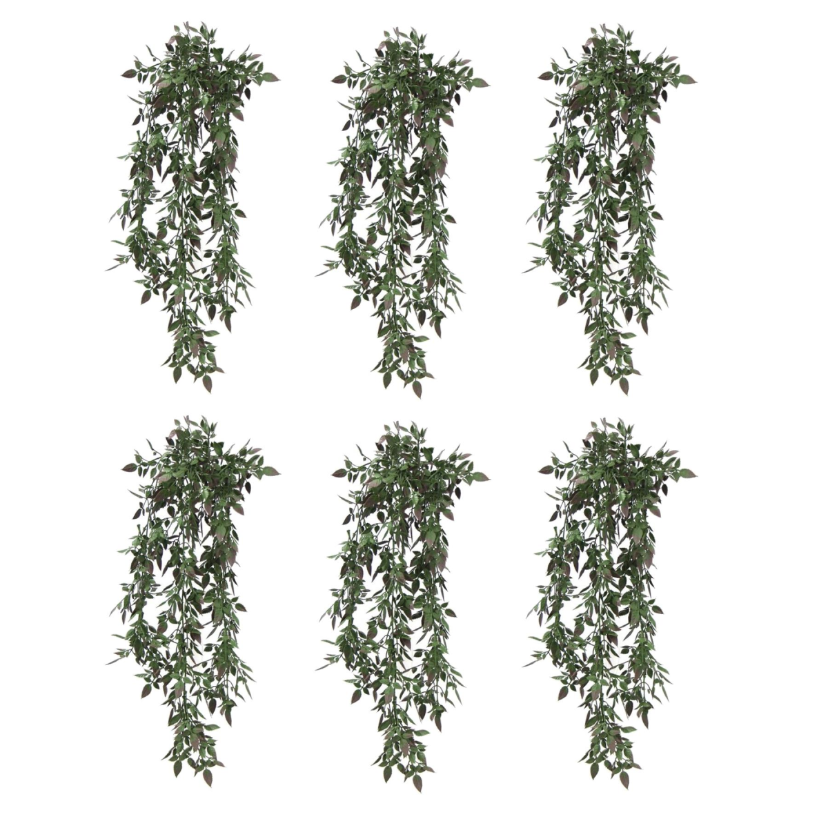 6 x 76cm Medium Hanging Artificial Angel Ferns – UV & Fire Resistant Faux Plant Set