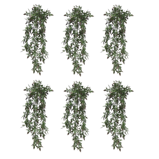 6 x 76cm Medium Hanging Artificial Angel Ferns – UV & Fire Resistant Faux Plant Set