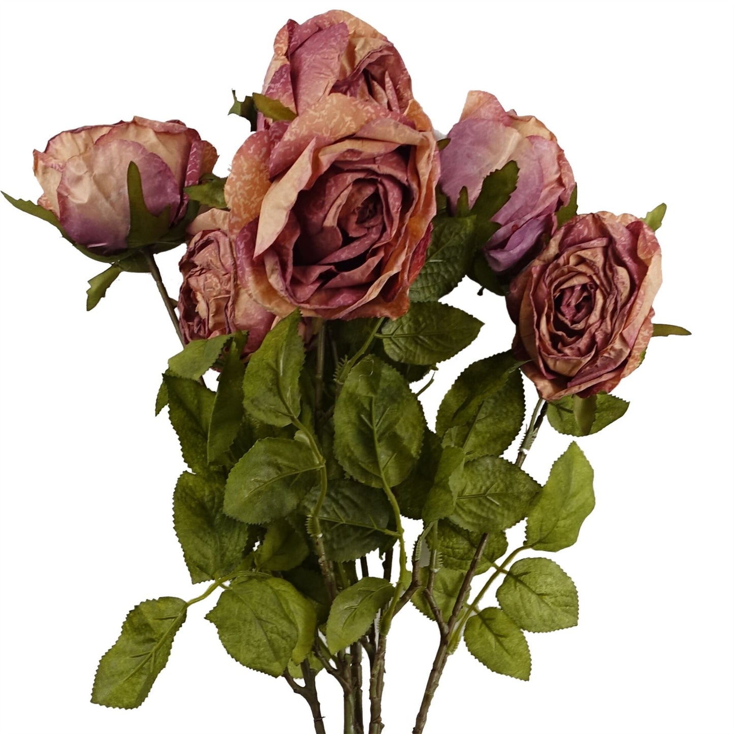 6 x 70cm Medium Artificial Dark Pink Rose Stems – Faux Roses for Vases & Displays