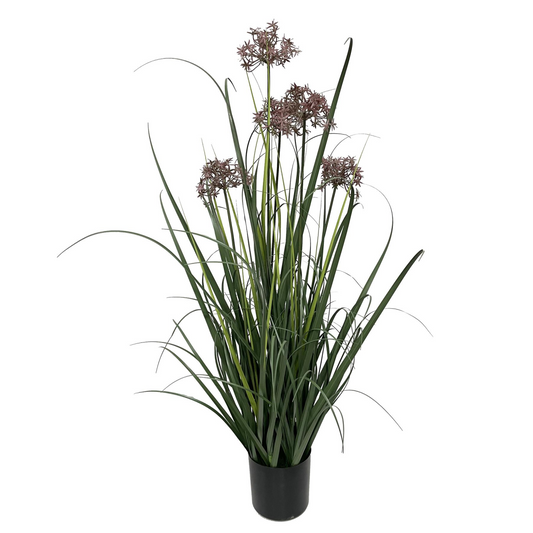 95cm Large Artificial Grass Plant with Flower Detail – Faux Grass Plant