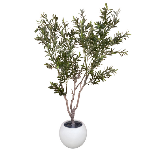 200cm Extra Large Artificial Olive Tree – Realistic Faux Olive Tree with Stone-Style Planter