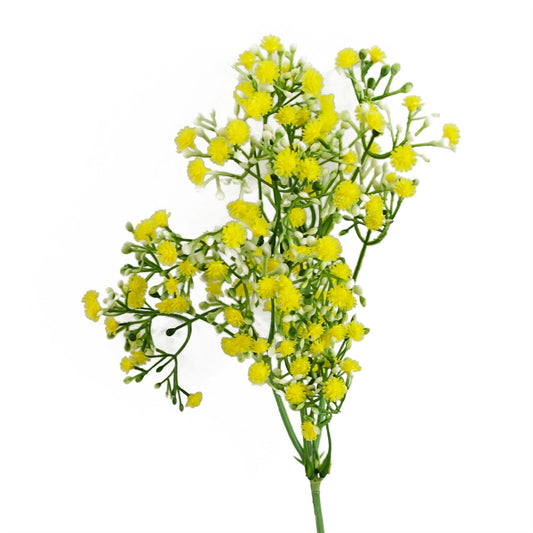 55cm Small Faux Yellow Gypsophila Stem – Artificial Baby’s Breath