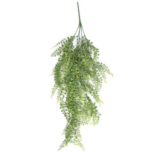 82cm Medium Hanging Artificial Trailing Button Fern – UV & Fire Resistant Faux Plant