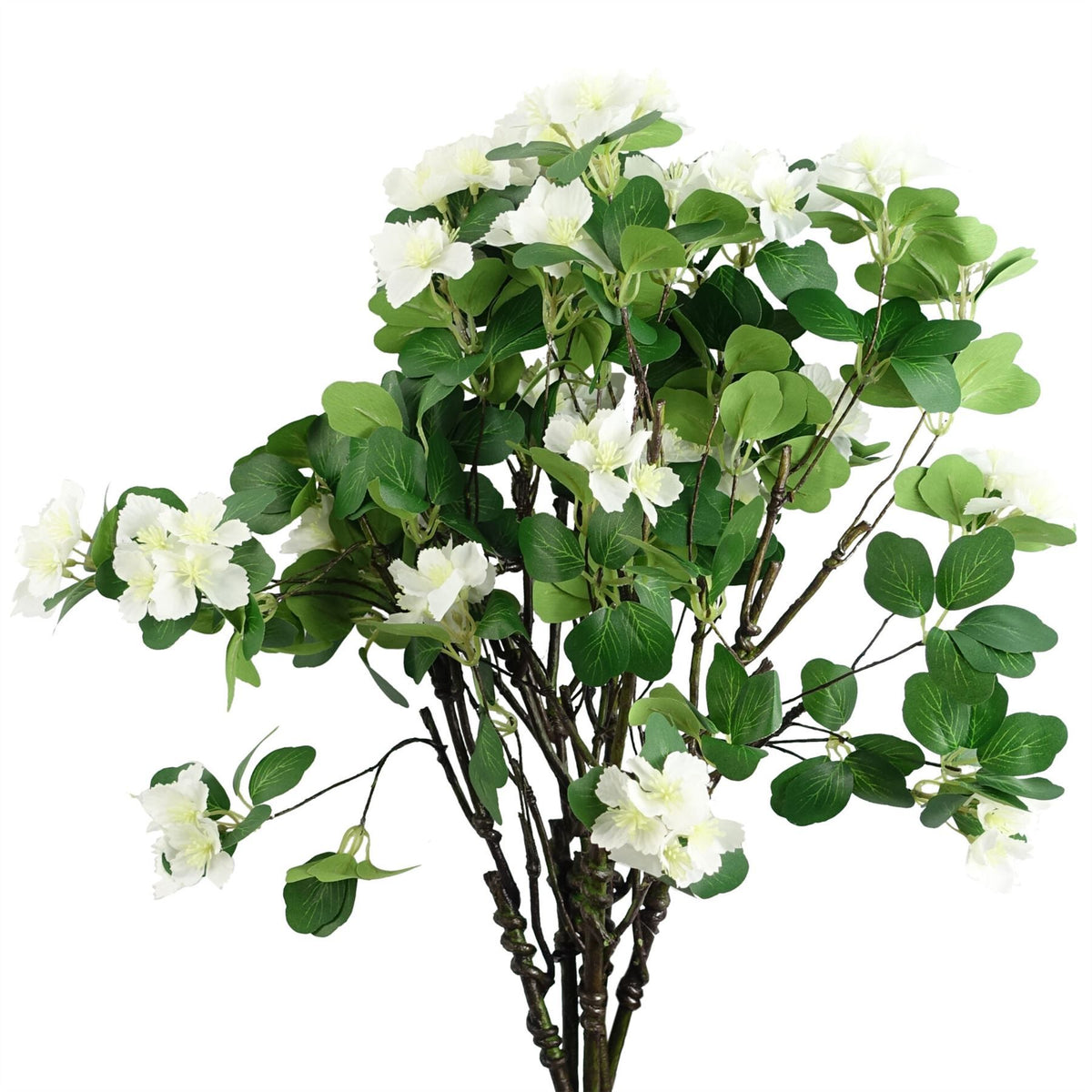 6 x 60cm Medium Artificial White Flowers & Foliage – Realistic Faux Flower Spray