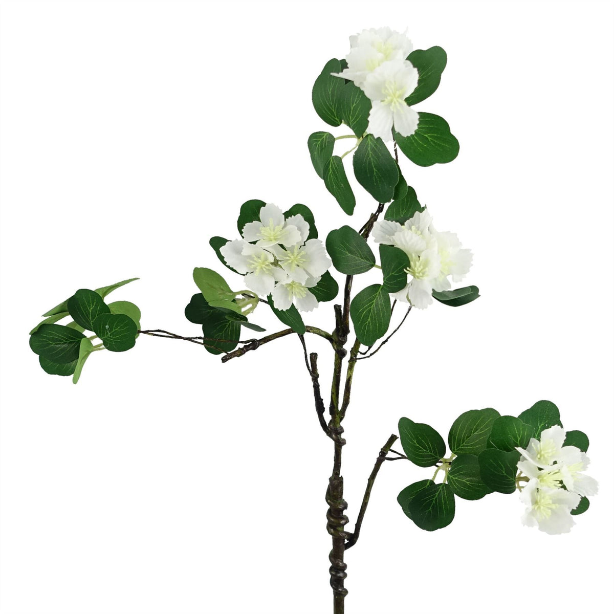 6 x 60cm Medium Artificial White Flowers & Foliage – Realistic Faux Flower Spray