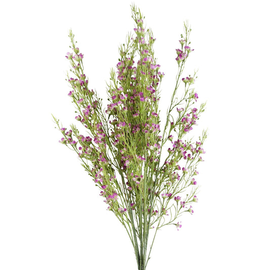 6 x 100cm Large Artificial Foliage with Small Purple Flowers Bare Stems – Realistic Faux Flower Stems