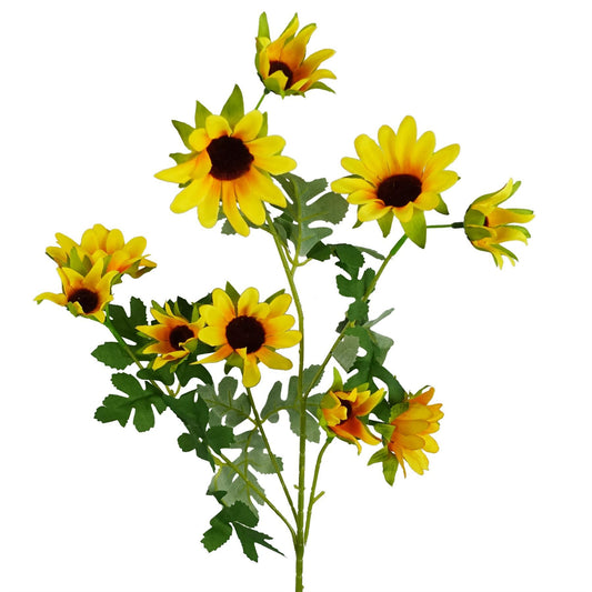 70cm Medium Artificial Yellow Daisy Flower Spray – Faux Daisy Stem