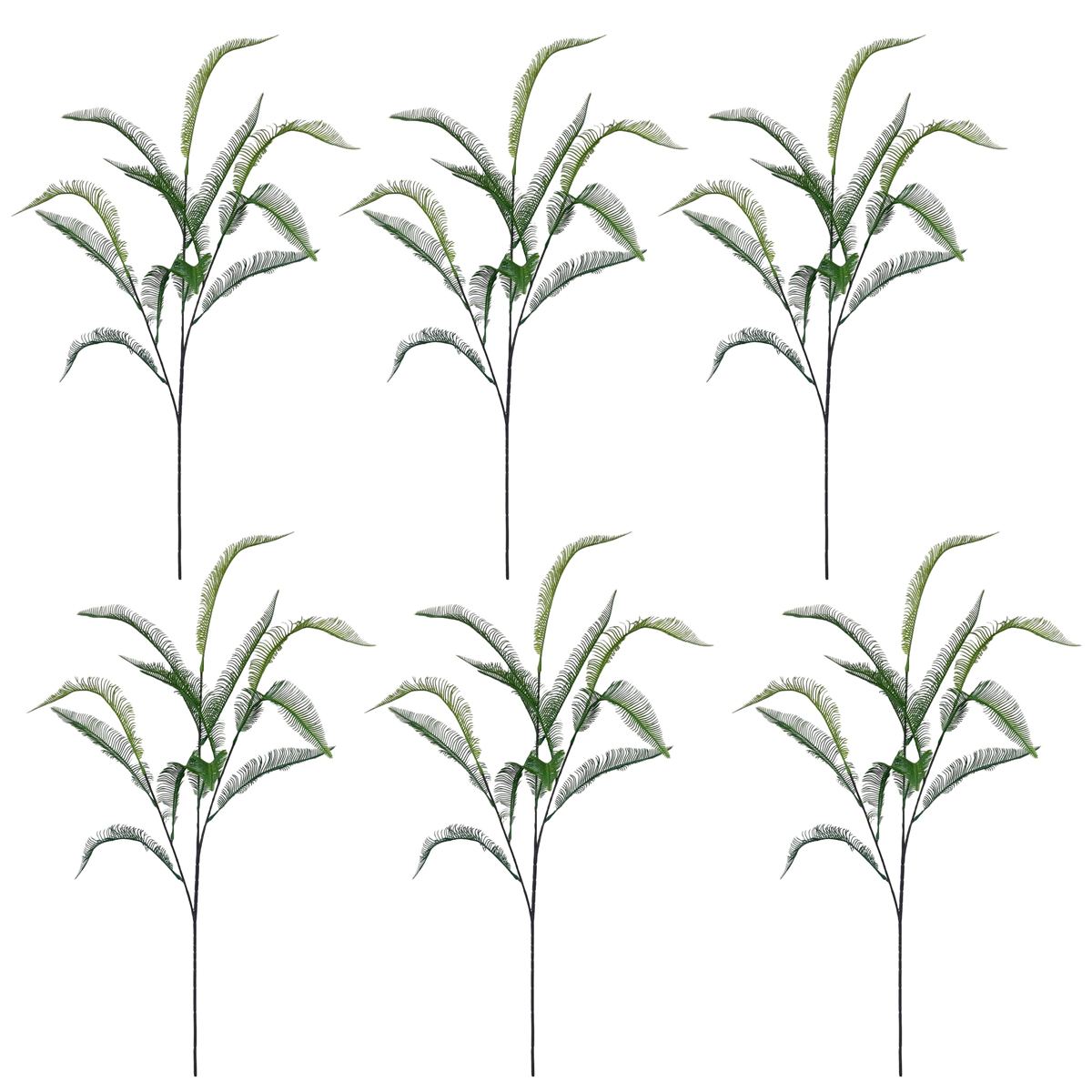 6 x 100cm Large Artificial Fern Sprays – Faux Fern Stem Set for Arrangements