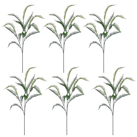 6 x 100cm Large Artificial Fern Sprays – Faux Fern Stem Set for Arrangements