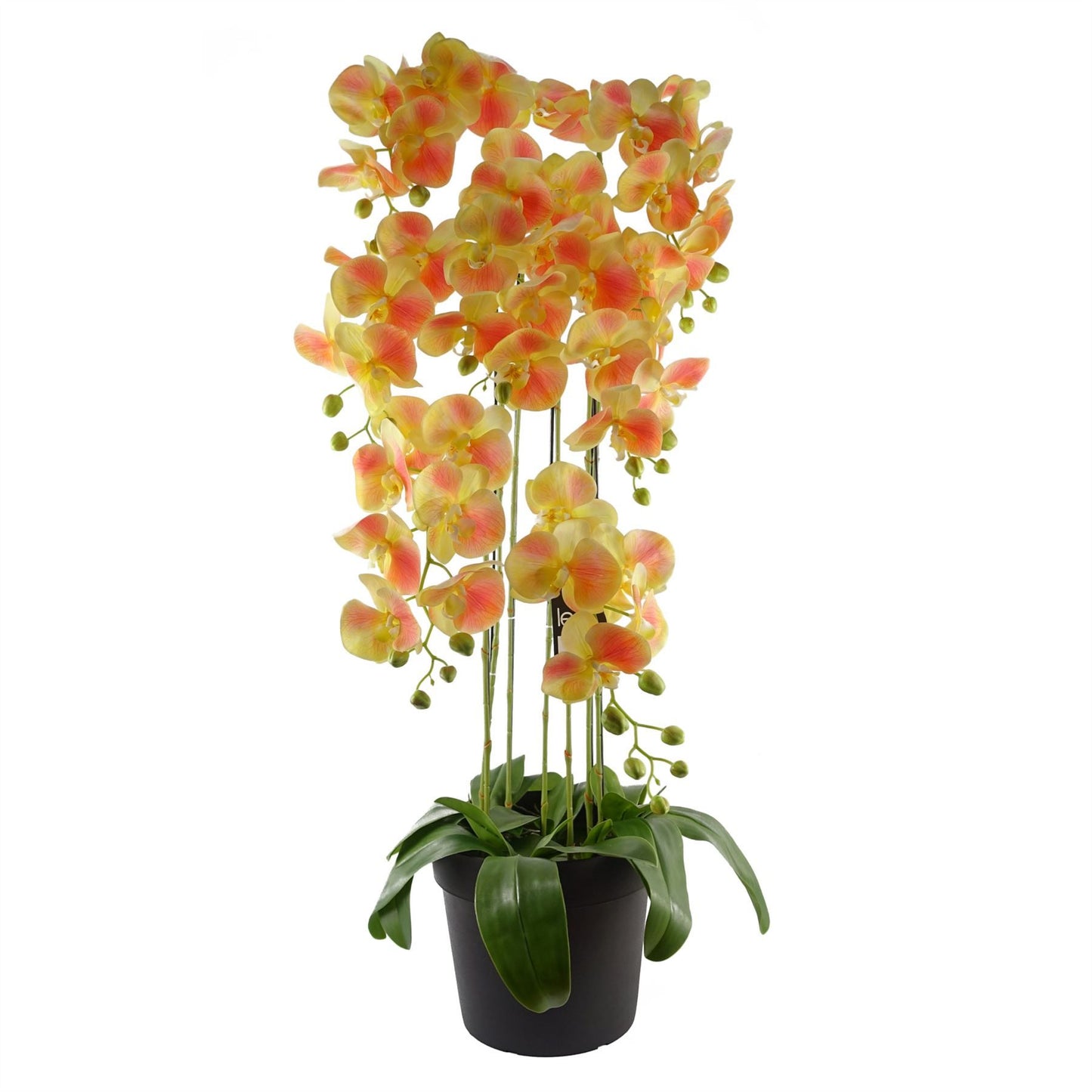 110cm Large Yellow Peach Artificial Orchid Plant – 41 Real Touch Flowers for Elegant Home Décor