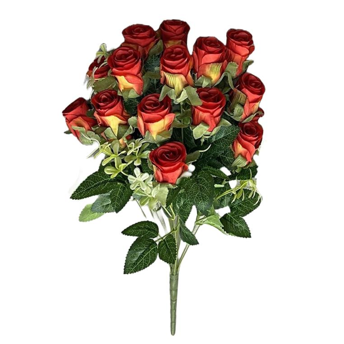 52cm Small Artificial Red Rose Bunch – Realistic Faux Rose Flowers