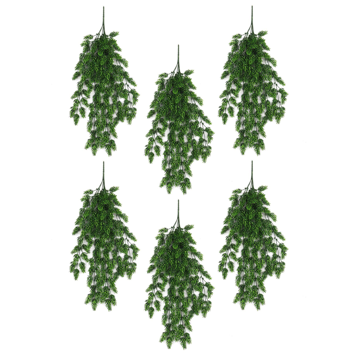 6 x 128cm Large Artificial Hanging Clustered Fern Plants – UV & Fire Resistant
