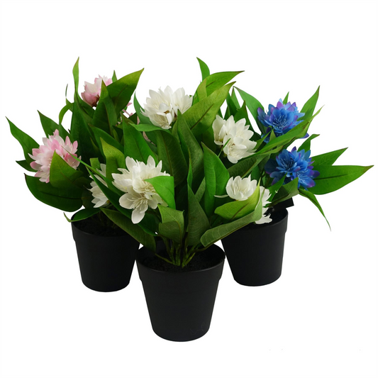 3 x 18cm Small Artificial Freesia Flowers Blue, Pink & White – Indoor Flowering Plants