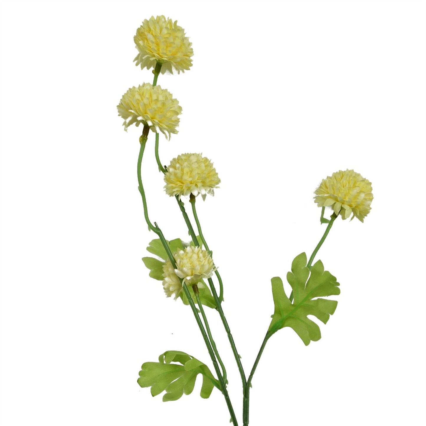 50cm Small Artificial Yellow Dahlia Pompom Stem – Faux Dahlia Flower