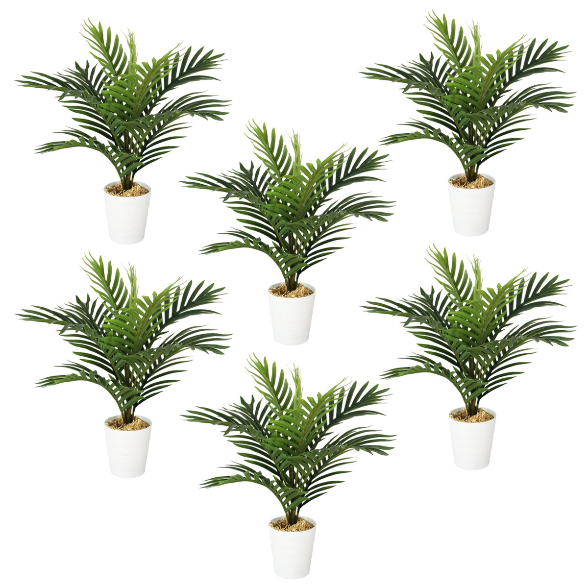 6 x 50cm Small Artificial Palm Trees – Realistic Mini Palms with White Pots