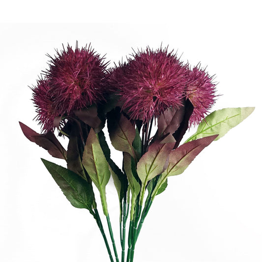 6 x 70cm Medium Purple Artificial Globe Thistle Stems – Realistic Faux Flowers