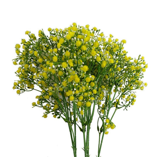 6 x 55cm Small Faux Yellow Gypsophila Stems – Artificial Baby’s Breath