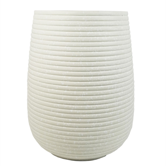 41cm x 30cm Large Mikos Ridged Composite Planter – Stone Effect Indoor Planter