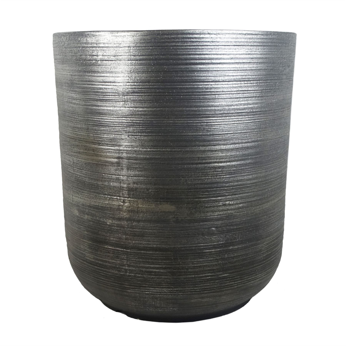 39cm x 33cm Large Silver Ridged Composite Planter – Indoor Plant Pot
