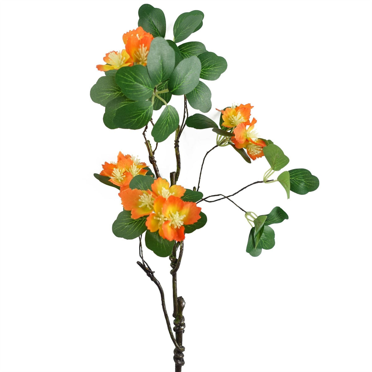 6 x 60cm Medium Artificial Orange Flowers & Foliage – Realistic Faux Flower Spray