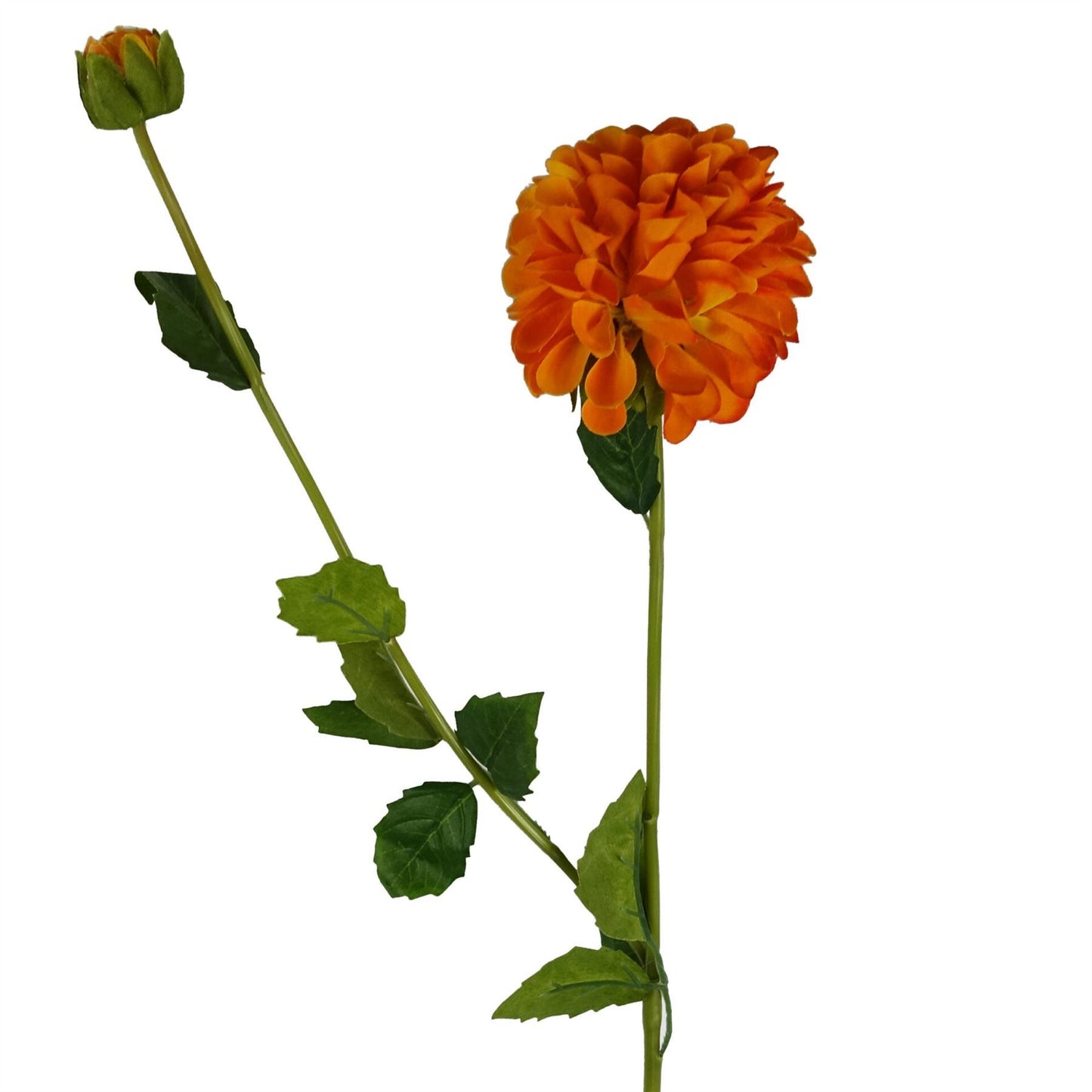 75cm Medium Artificial Orange Dahlia Pompom Flower – Faux Dahlia Stem