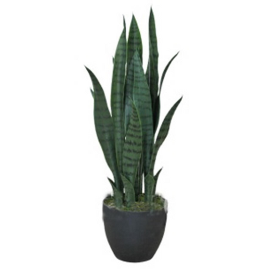 70cm Medium Artificial Sansevieria Snake Plant – Dark Green Faux Indoor Plant in Pot