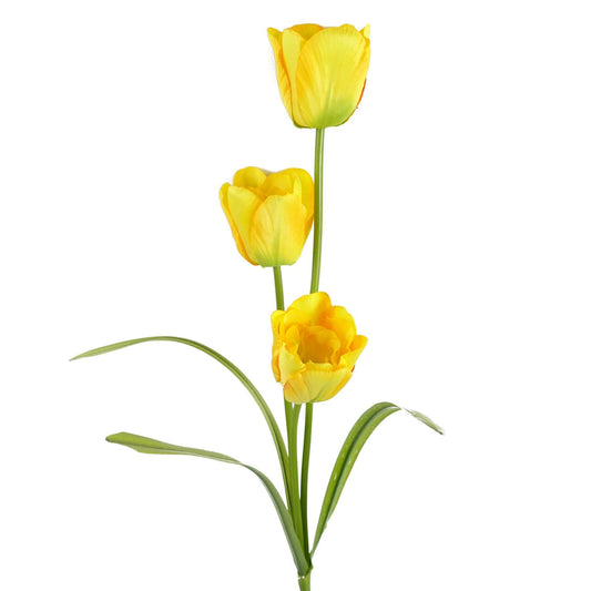 80cm Medium Artificial Yellow Tulip Stem – Faux Realistic Tulip Flowers