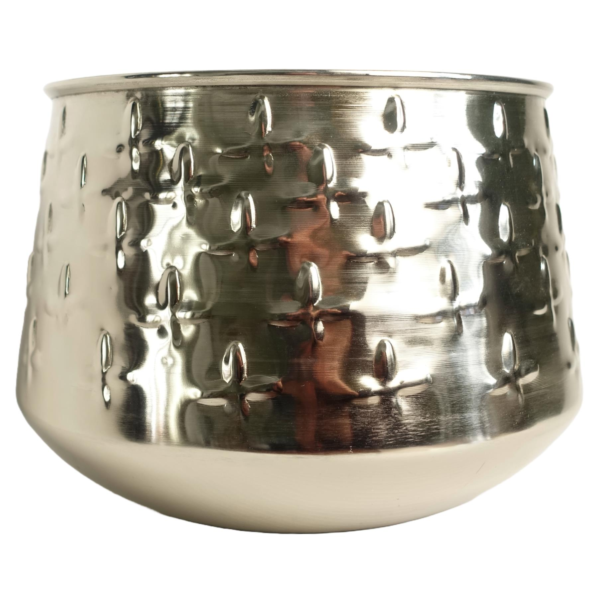 24cm x 18cm Medium Silver Cross Metal Planter – Stylish Silver Plant Pot