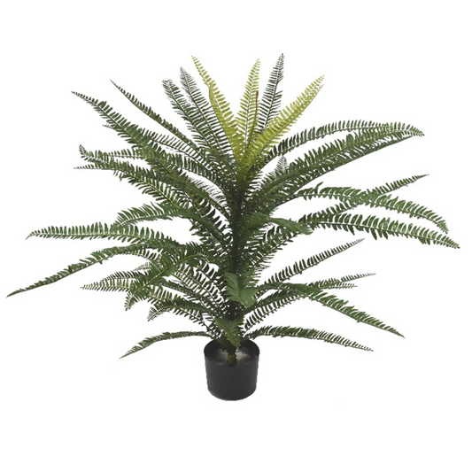75cm Medium Artificial Boston Fern Plant – Fire Retardant Faux Fern with 49 Leaves