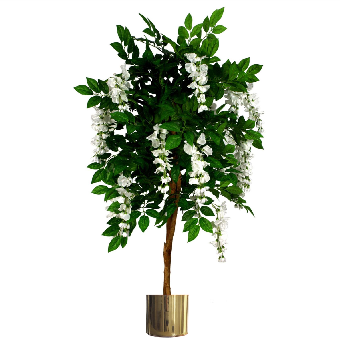 130cm Large Artificial White Wisteria Tree with Gold Planter – Premium Faux Tree