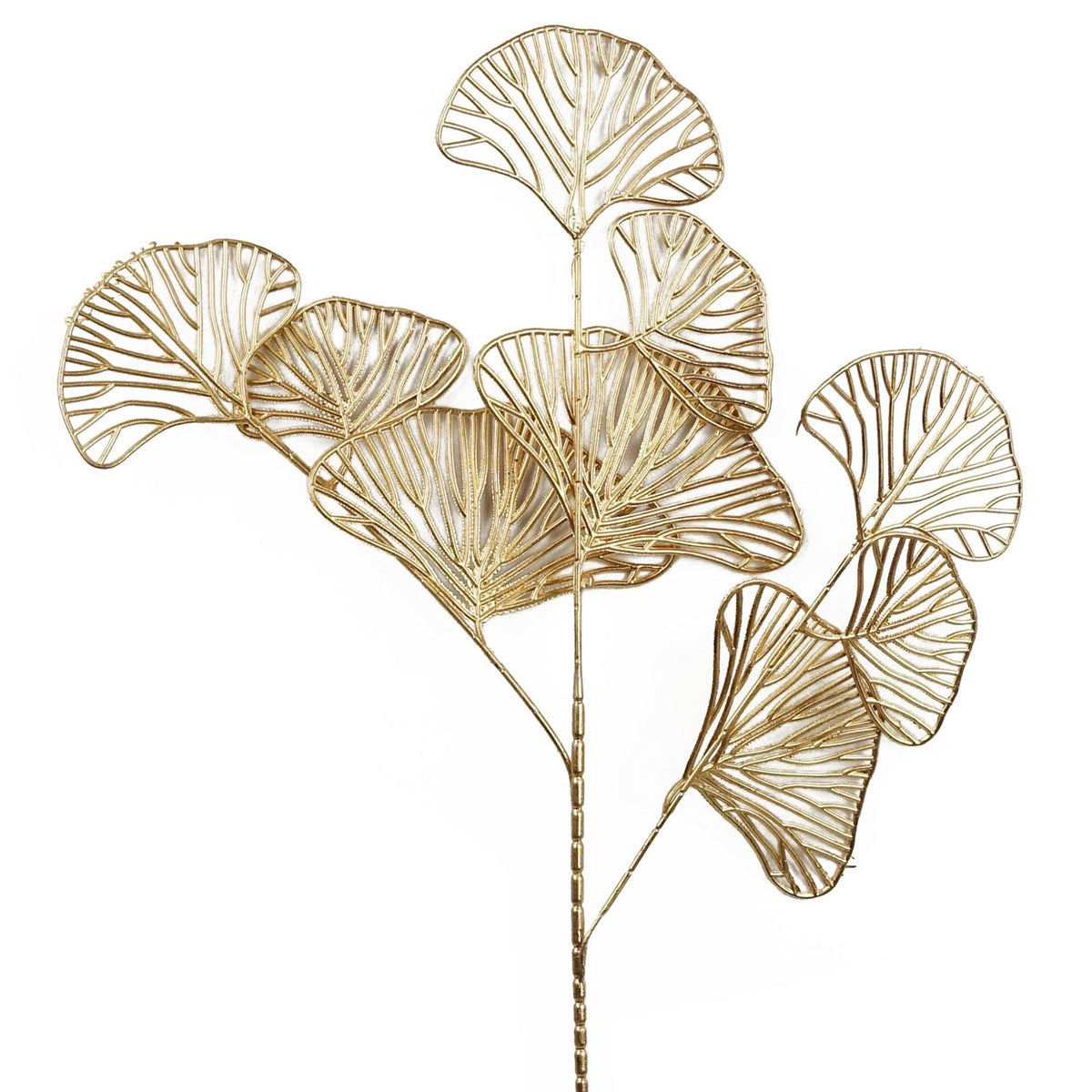 65cm Medium Artificial Gold Leaves Flower Arrangement – Realistic Faux Foliage Stem