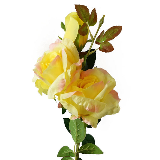 80cm Medium Artificial Yellow Rose Stem – Realistic Faux Yellow Rose Flower