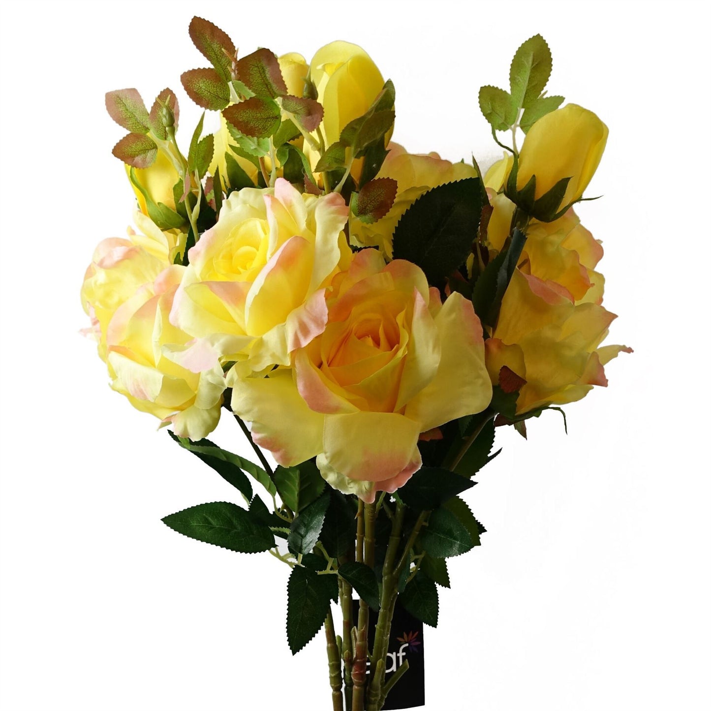 6 x 80cm Medium Artificial Yellow Rose Stems – Realistic Faux Yellow Roses