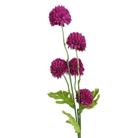 50cm Small Artificial Pink Dahlia Pompom Stem – Faux Dahlia Flower