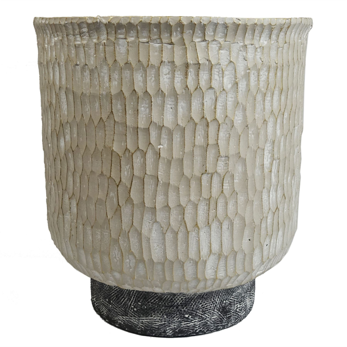 32cm x 29cm Large Brushed Gold Stone Effect Planter – Composite Indoor Plant Pot