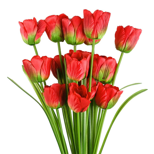 6 x 80cm Artificial Red Tulip Stems – Faux Realistic Tulip Flower Set