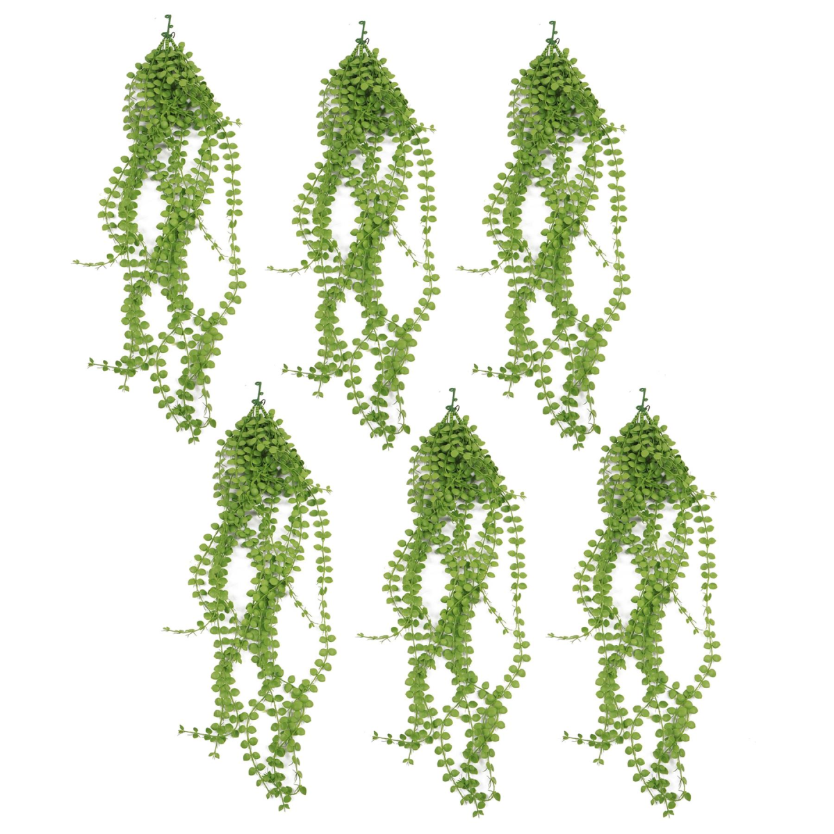 6 x 92cm Large Hanging Artificial String of Pearls – UV & Fire Resistant Trailing Plant Set