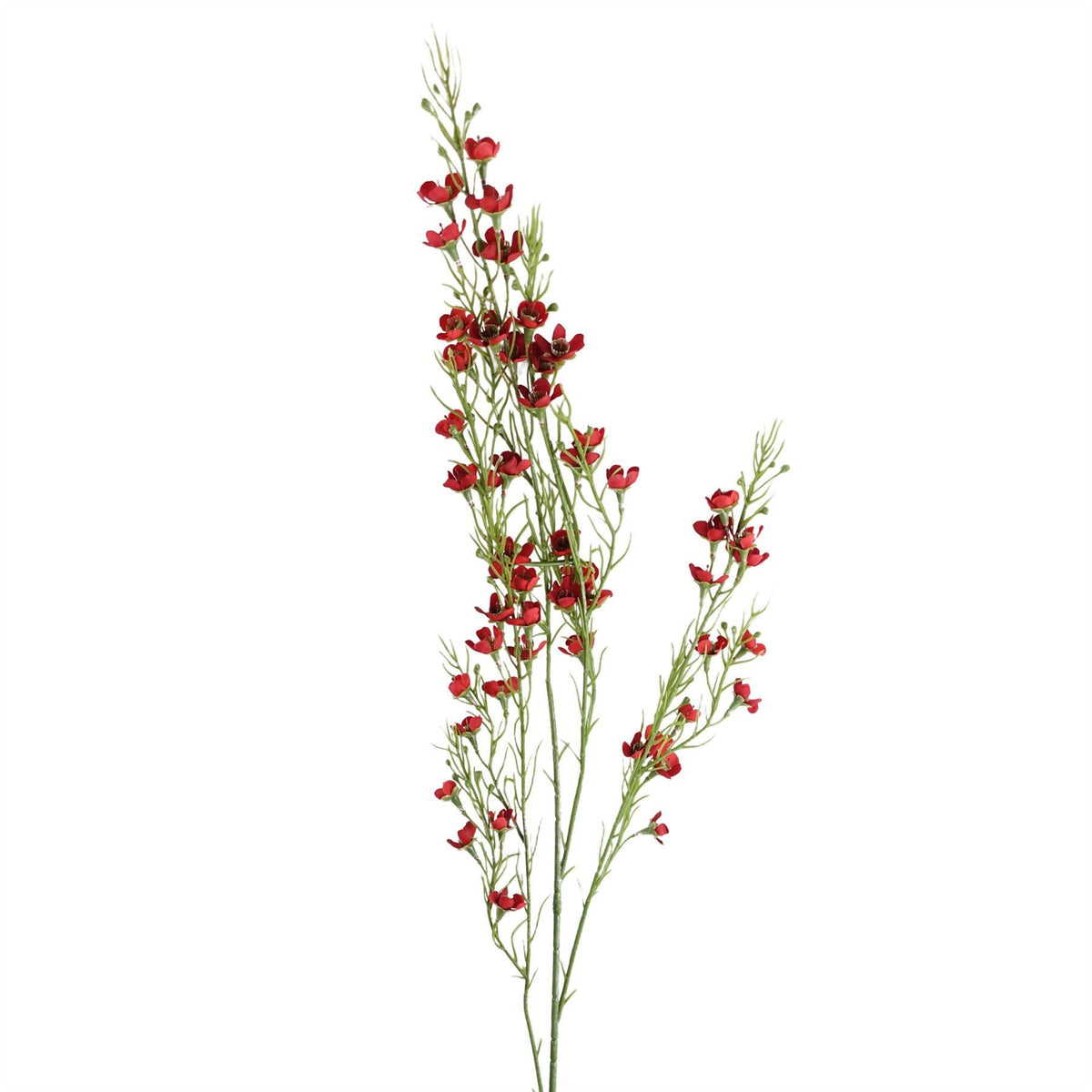 100cm Large Artificial Foliage with Small Red Flowers - Realistic Faux Flower Stem